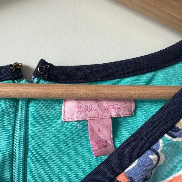 Lilly Pulitzer Francesca sheath Dress: Aqua Bait & Switch Large - Picture 4 of 12